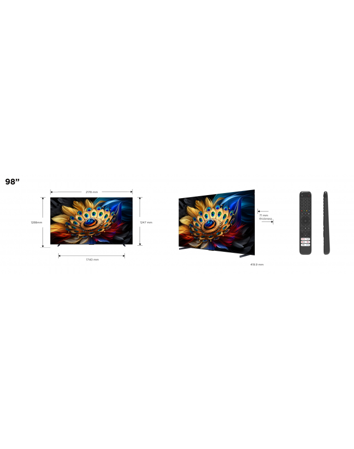Telewizor TCL 98C655 QLED 98''; 4K Ultra HD 120Hz Google TV Dolby Vision IQ Titan główny
