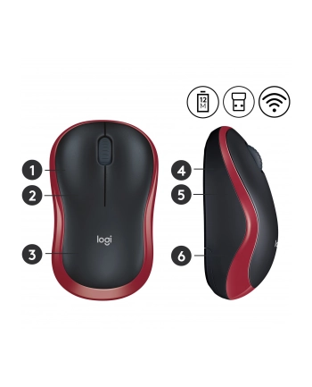 Logitech Wireless Mouse M185 Red nr 2