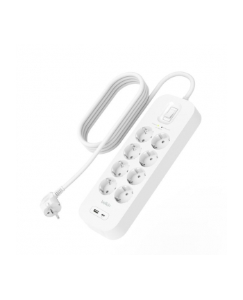belkin Listwa przeciwprzepięciowa SurgePlus 8x schuko 1xUSB-A 1xUSB-C 900J 2m