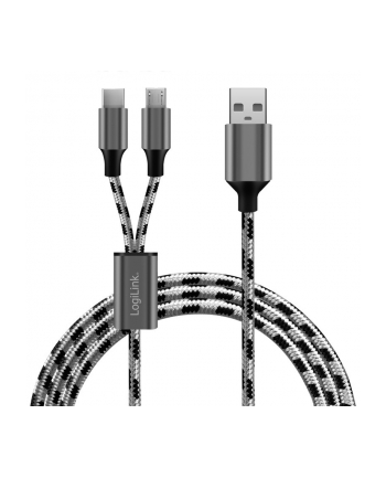 logilink Kabel USB2.0 A/M do micro USB + USB-C, 1.2m