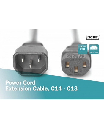 digitus Kabel przedłużający zasilający Typ IEC C14/IEC C13 M/Ż czarny 5m
