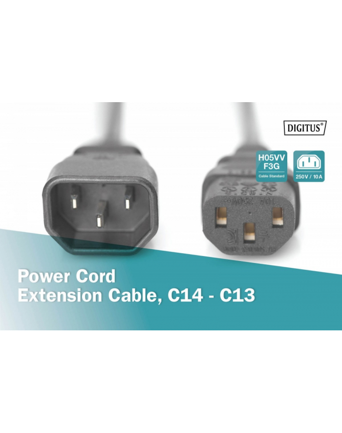 digitus Kabel przedłużający zasilający Typ IEC C14/IEC C13 M/Ż czarny 5m główny