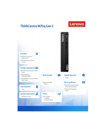 lenovo Komputer M70q Tiny G5 12TD0017PB W11Pro i5-14400T/16GB/512GB/INT/3YRS OS