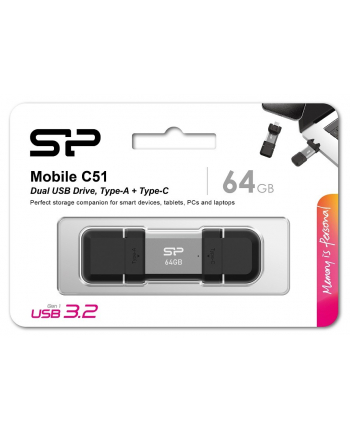 silicon power Pendrive C51 64GB USB-A USB-C 120 MB/s Srebrny