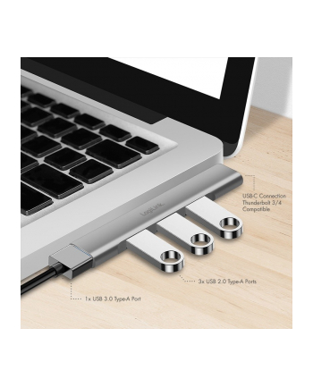 logilink Smukły HUB USB-C do 1x USB-A 3.0 3xUSB-A 2.0