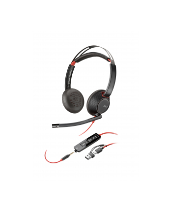 poly Zestaw słuchawkowy Blackwire 5220 Stereo USB-C + wtyczka 3,5 mm + przejściówka USB-C/A 93S88AA