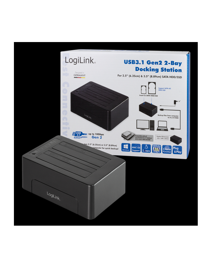 Logilink USB 3.1 Gen 2 Quickport 2-Bay For 2.5/3.5&Quot; Sata Hdd/SSD (Qp0028) główny