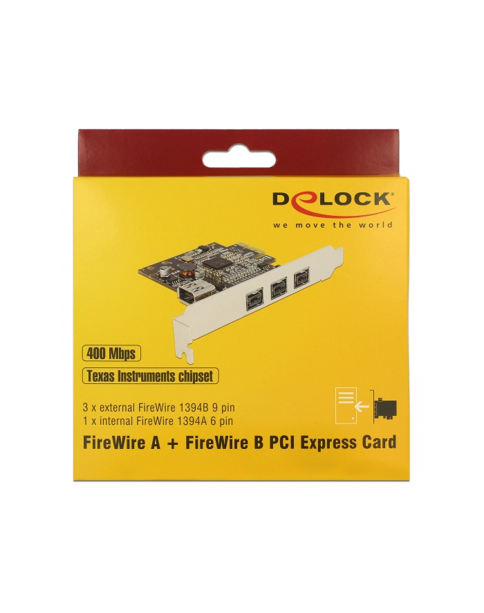 Delock Karta sieciowa PCIe-Card > 3x ect. FireWire B + int. A (89864) główny