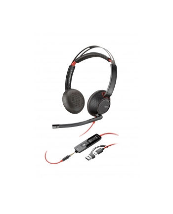 poly Zestaw słuchawkowy Blackwire 5220 Stereo USB-C + wtyczka 3,5 mm + przejściówka USB-C/A 93S88AA nr 1