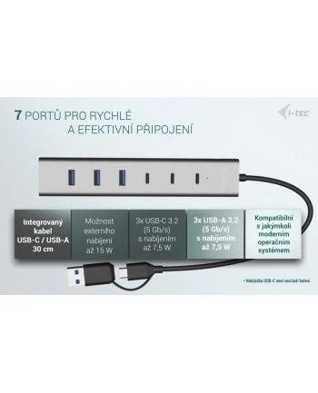 i-tec Hub USB-C/USB-A Charging Metal HUB 7 ports