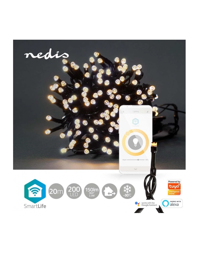 Nedis Oświetlenie Dekoracyjne Lekki Łańcuch Do Dekoracji Czarny 200 Lamp Led 2,33 W G (Wifilx01W200) główny