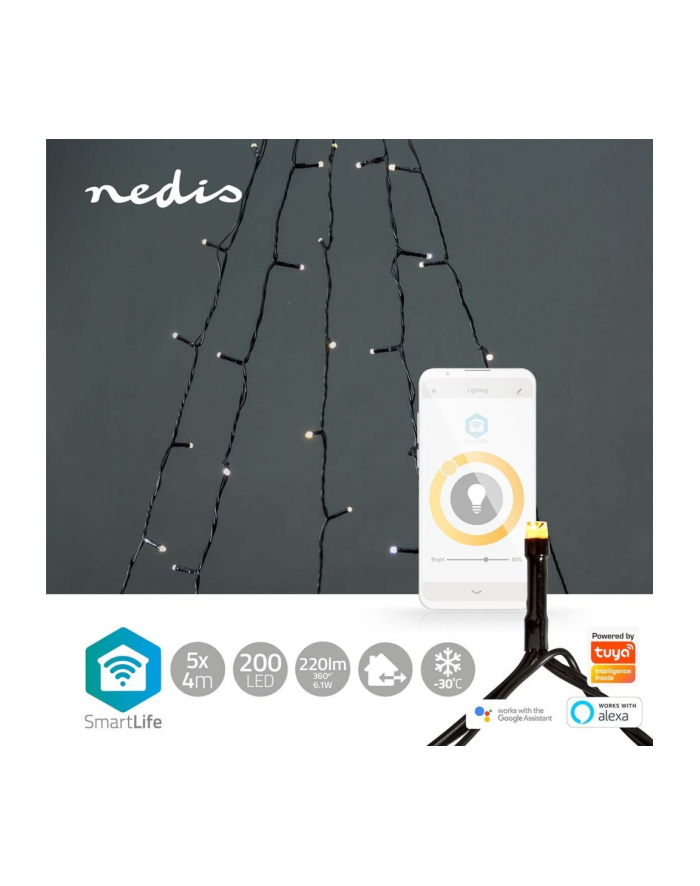 Nedis Oświetlenie Dekoracyjne Lekki Łańcuch Do Dekoracji Czarny 200 Lamp Led 4,18 W G (Wifilxt11W200) główny