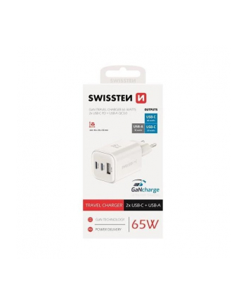 Swissten Sieciowa Gan 65W Pd 2X Usb C 1Xusb A Biała