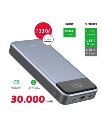 SWISSTEN Powerbank 30000 mAh 2xUSB-C 1xUSB-A 133W