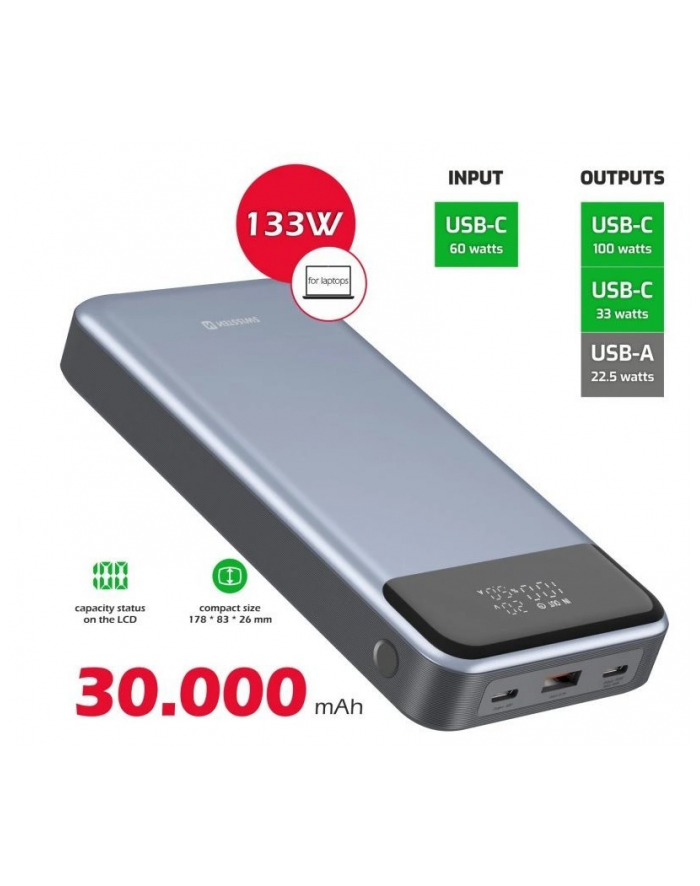 SWISSTEN Powerbank 30000 mAh 2xUSB-C 1xUSB-A 133W główny