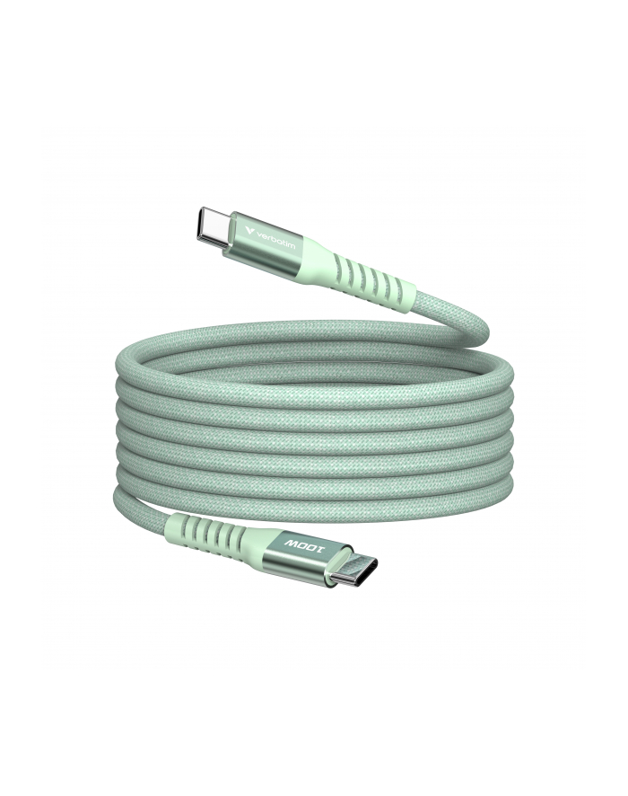 Kabel Verbatim USB-C(M) - USB-C(M) 1,2m, 100W, PD, zielony główny
