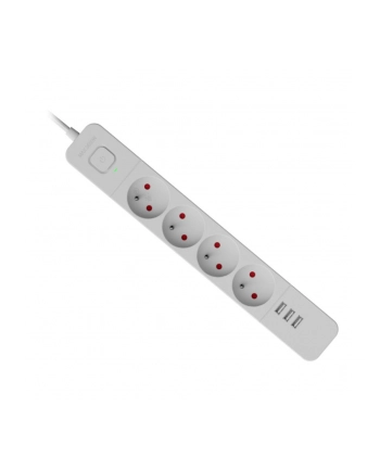 Listwa zasilająca Defender SFS 133 1,5 m, 4 gniazda, 3x USB biała