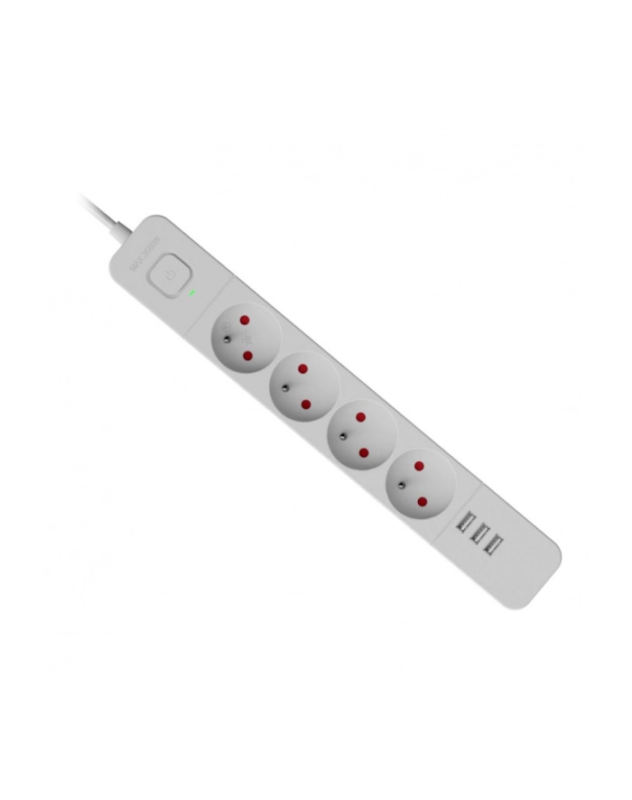 Listwa zasilająca Defender SFS 133 1,5 m, 4 gniazda, 3x USB biała główny