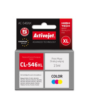 Activejet AC-546NX Tusz (zamiennik Canon CL-546XL; Supreme; 15 ml; kolor: czerwony, niebieski, żółty) nr 1