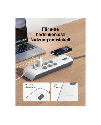 Belkin Steckdosenleiste 6-fach + 2xUSB-A, 2m kabel BSV604vf2M-V2