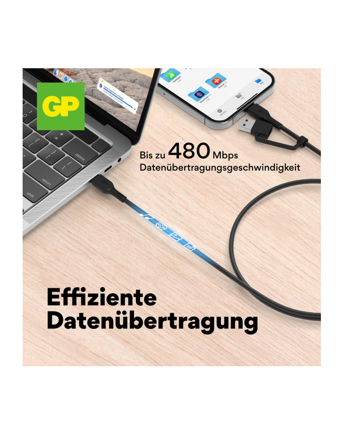 gp batteries GP 240W Lade- 'amp; Sync kabel USB-A na USB-C i USB-A główny