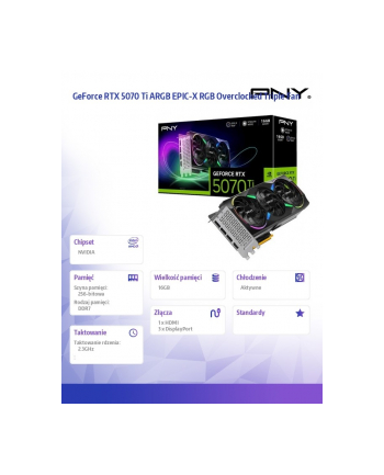pny Karta graficzna GeForce RTX5070Ti OC 3F ARGB 16GB 256-bit 896G/s