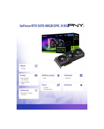 pny Karta graficzna GeForce RTX5070 OC ARGB 3F 12GB 192-bit 672GB/s