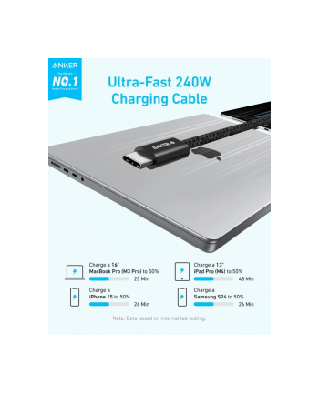 anker Kabel Zolo USB-C do USB-C  240W oplot 0.9m czarny