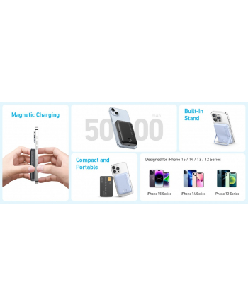 anker Powerbank 321 PowerCore MagGo 5000mAh z podstawką, czarny