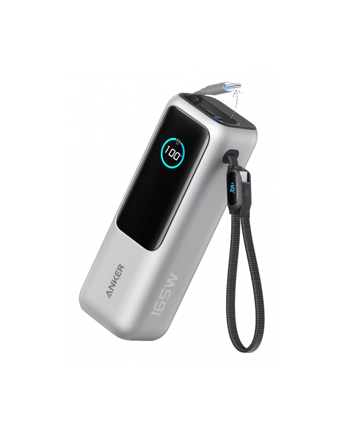 anker Powerbank ZOLO 25000mAh 165W wbudowany kabel USB-C srebrny główny