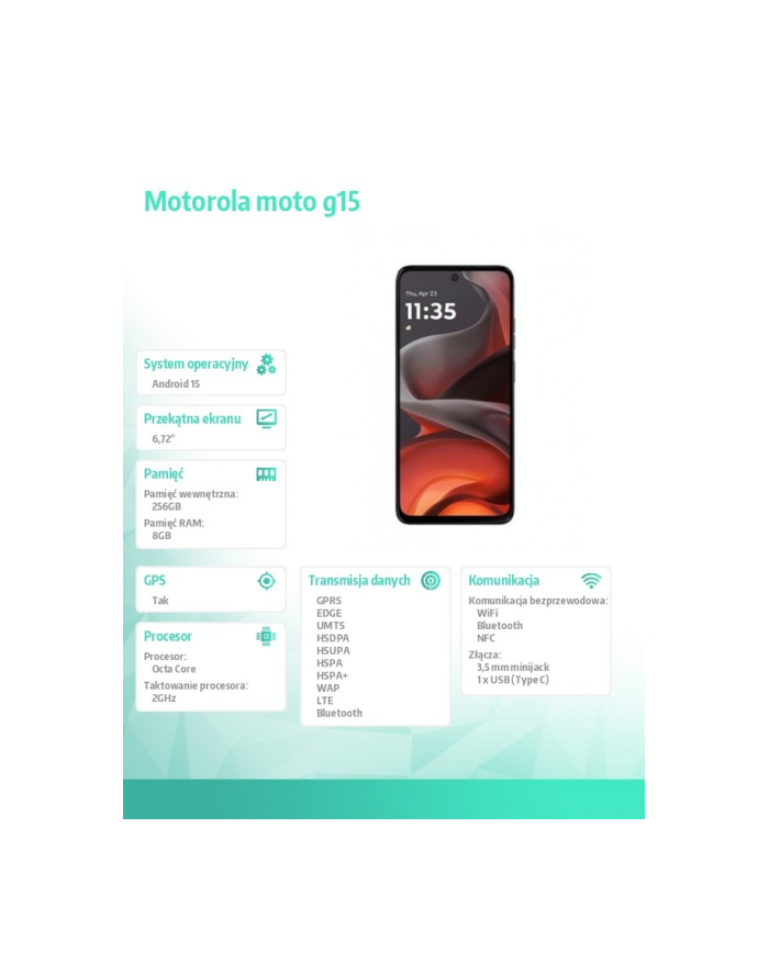 motorola Smartfon moto g15 8/256GB Gravity Grey główny