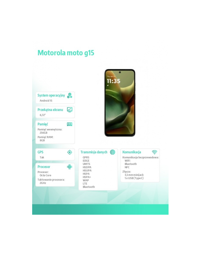 motorola Smartfon moto g15 8/256GB Iguana Green główny