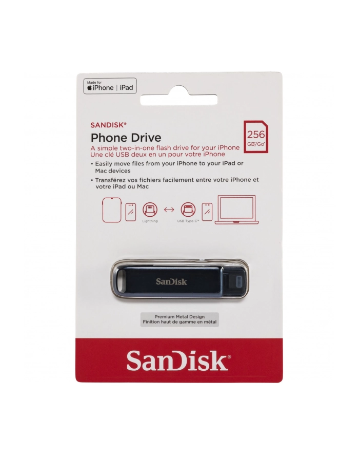 Sandisk iXpand Phone Drive 256GB USB 3.2 Typ C Granatowy (SDIXD0N256GGN6NE) główny