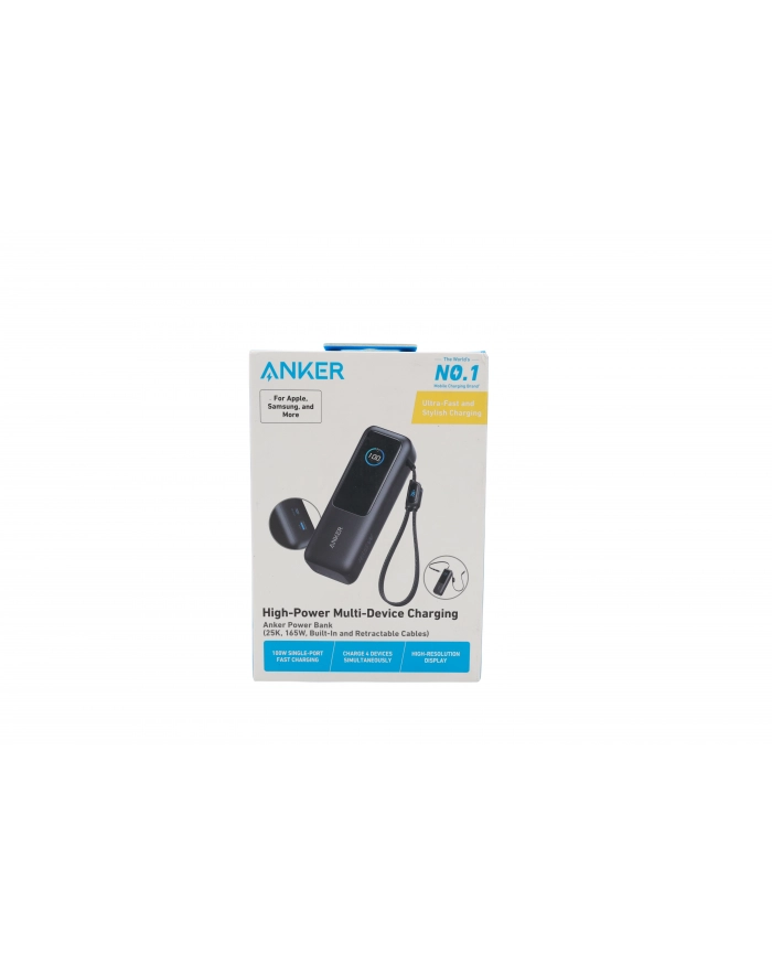 anker Powerbank ZOLO 25000mAh 165W wbudowany kabel USB-C szary główny
