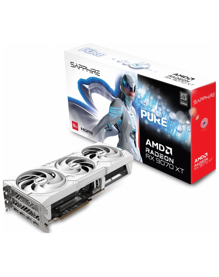 sapphire technology Karta graficzna Radeon RX 9070 XT PURE 16GB OC GDDR6 256bit 2DP/2HDMI główny