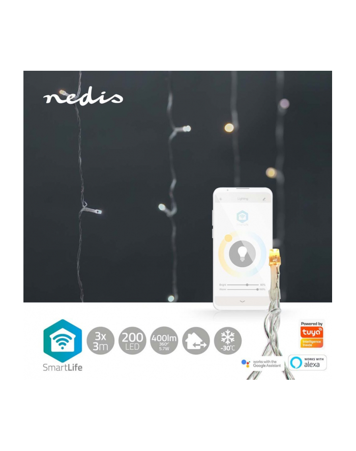 Nedis Dekoracja Świąteczna Wifilxc02W200 Oświetlenie Dekoracyjne Lekki Łańcuch Do Dekoracji Biały 200 Lamp(Y) Led 4,3 W G główny