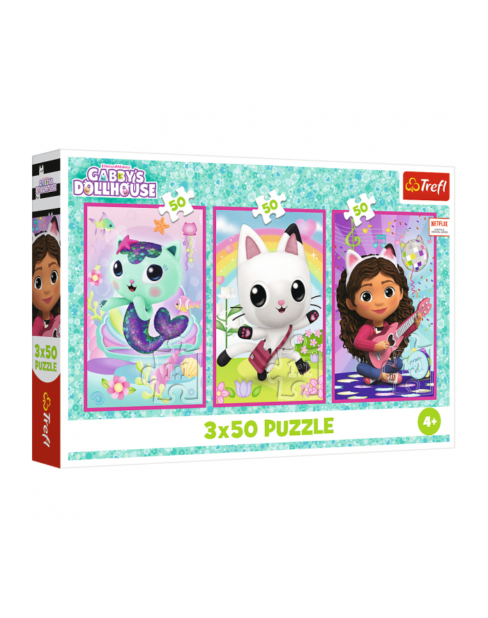Puzzle 3x50el Poznajcie Gabby i kotki. Koci Domek Gabi 34876 Trefl główny