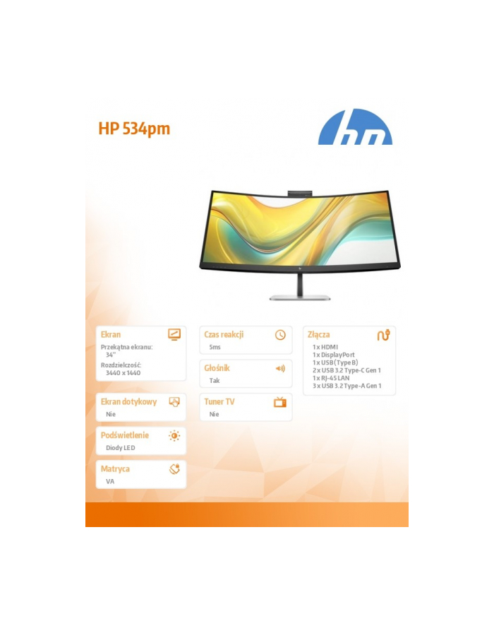 hp inc. Monitor konferencyjny S5 Pro 534pm WQHD  9E0Z2UT#ABB główny