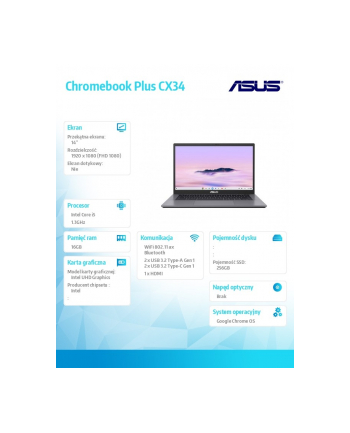 asus Notebook Chromebook Plus CX34/CX3402 Intel Core i5-1335U/16GB/256GB/14 ''/ChromeOS/3Y