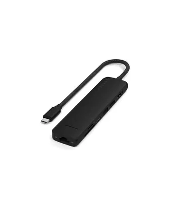 Satechi 7-w-1 USB-C Slim Multiport Adapter Ethernet (USB-C PD, 2x USB-A, HDMI 4K, Ethernet, czytnik kart micro/SD) (czarny)