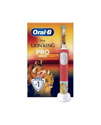 Oral-B Vitality Pro D103 Kids 3+ Lion King czerwony Rodzaj: rotacyjna | Oscylacyjno-rotacyjne: | Zasilanie: akumulatorowe | Akcesoria: nr 1