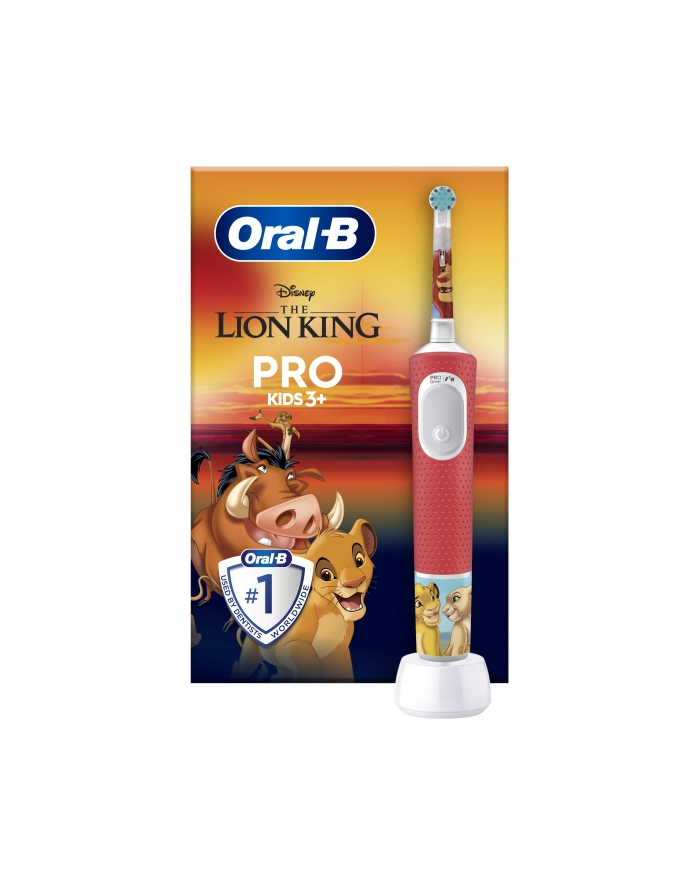 Oral-B Vitality Pro D103 Kids 3+ Lion King czerwony Rodzaj: rotacyjna | Oscylacyjno-rotacyjne: | Zasilanie: akumulatorowe | Akcesoria: główny