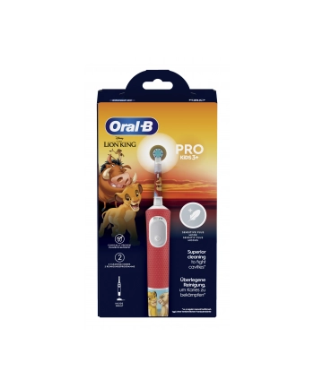 Oral-B Vitality Pro D103 Kids 3+ Lion King czerwony Rodzaj: rotacyjna | Oscylacyjno-rotacyjne: | Zasilanie: akumulatorowe | Akcesoria: nr 2
