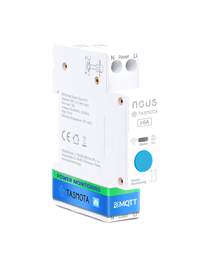 NOUS D1T DIN Smart Switch 16A with Tasmota (ESP32) główny