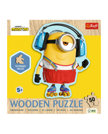 Puzzle drewniane 50el konturowe Szalony Minionek. Minionki 20239 Trefl nr 1