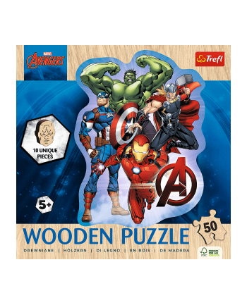 Puzzle drewniane 50el konturowe Przygody Avengers. Marvel Avengers 20256 Trefl nr 1