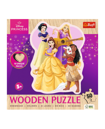 Puzzle drewniane 50el konturowe Urocze Księżniczki. Princess 20257 Trefl nr 1