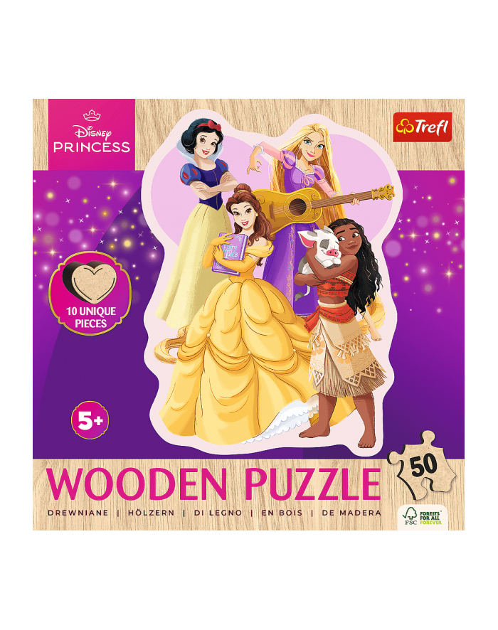 Puzzle drewniane 50el konturowe Urocze Księżniczki. Princess 20257 Trefl główny