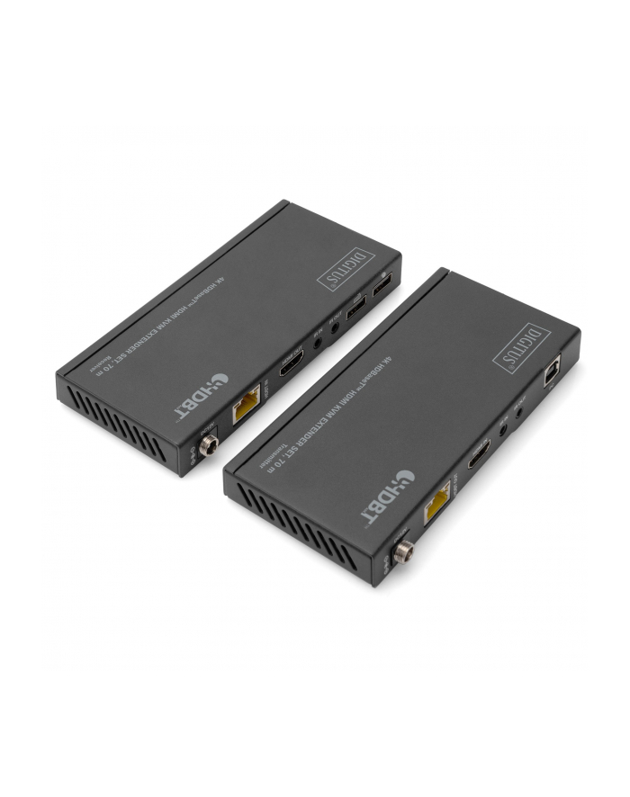 digitus Przedłużacz/Extender KVM HDMI+USB HDBaseT 70m 4K30Hz HDCP 2.2 PoC (Power over Cable) audio IR zestaw główny