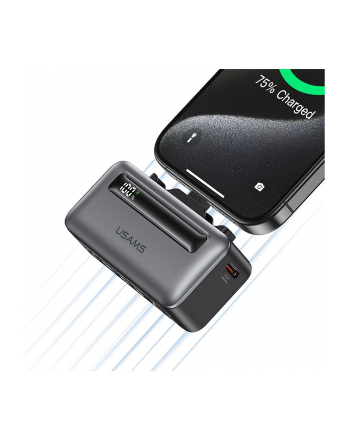 usams Powerbank 4500mAh 20W USB-C/Lightning Fast Charge srebrny główny